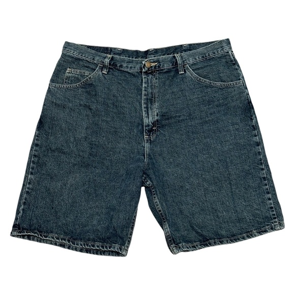 Men's Wrangler 38 Large Denim Shorts Jeans Dark Navy Blue Relaxed Fit EUC - Picture 3 of 8